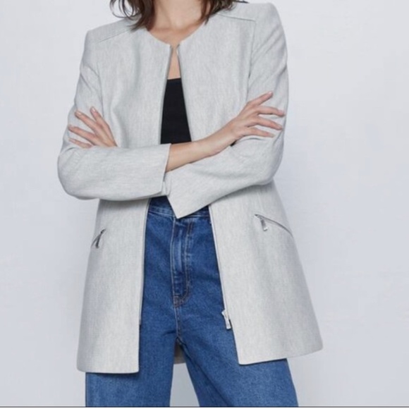 Zara Jackets & Blazers - NWT Zara Basic | Grey Frock Coat with Zippers